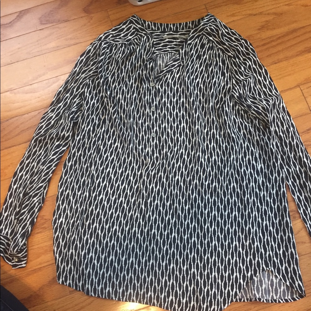 Loft navy and white blouse